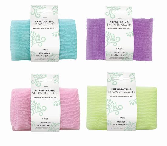 EXFOLIATING SHOWER CLOTH 4ASST