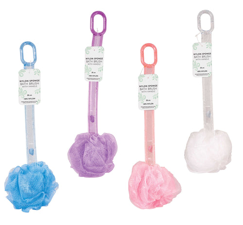 BATH BRUSH W/HANDLE 38cm 4ASST
