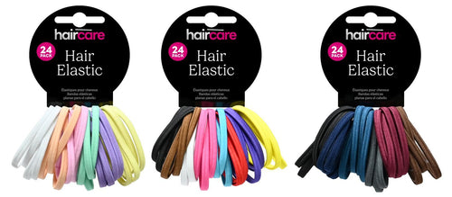 HAIR ELASTIC FLAT 24PK 3ASST