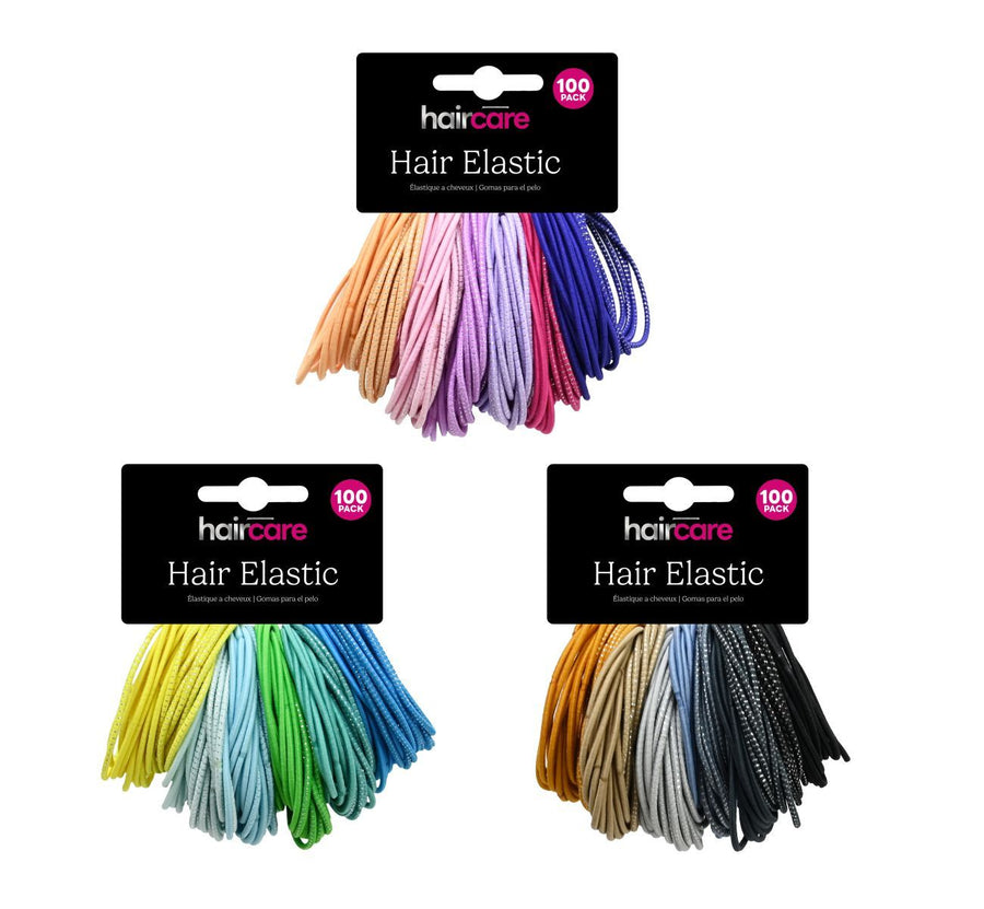 HAIR ELASTIC 100PK 3ASST