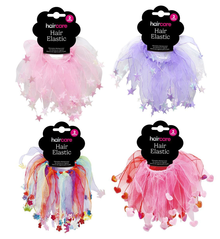 HAIR ELASTIC W/ORGANZA 2PK 4AS