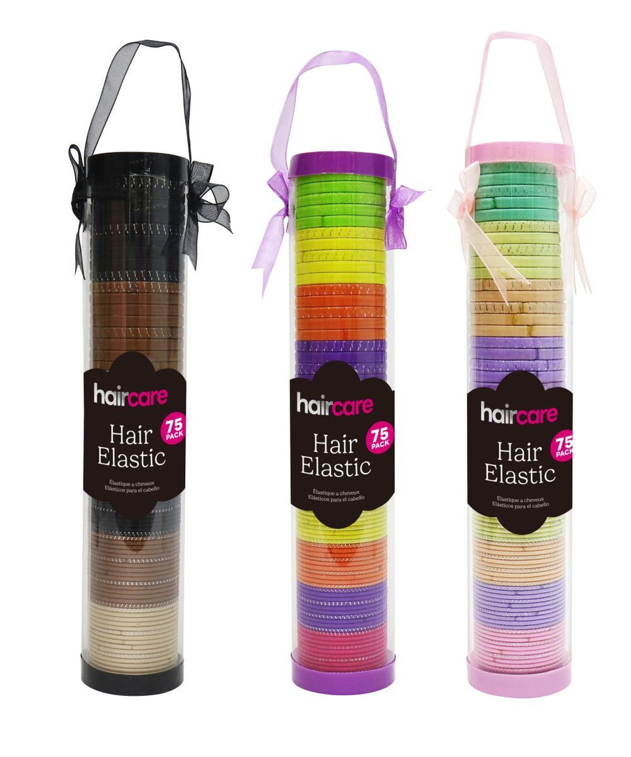 HAIR ELASTICS IN CYLINDER 75PK