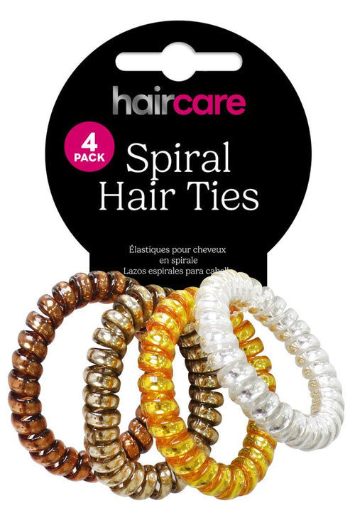 SPIRAL HAIR TIES  METALLIC 4PK