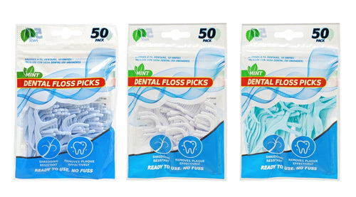DENTAL FLOSS PICK 50PK 3ASST