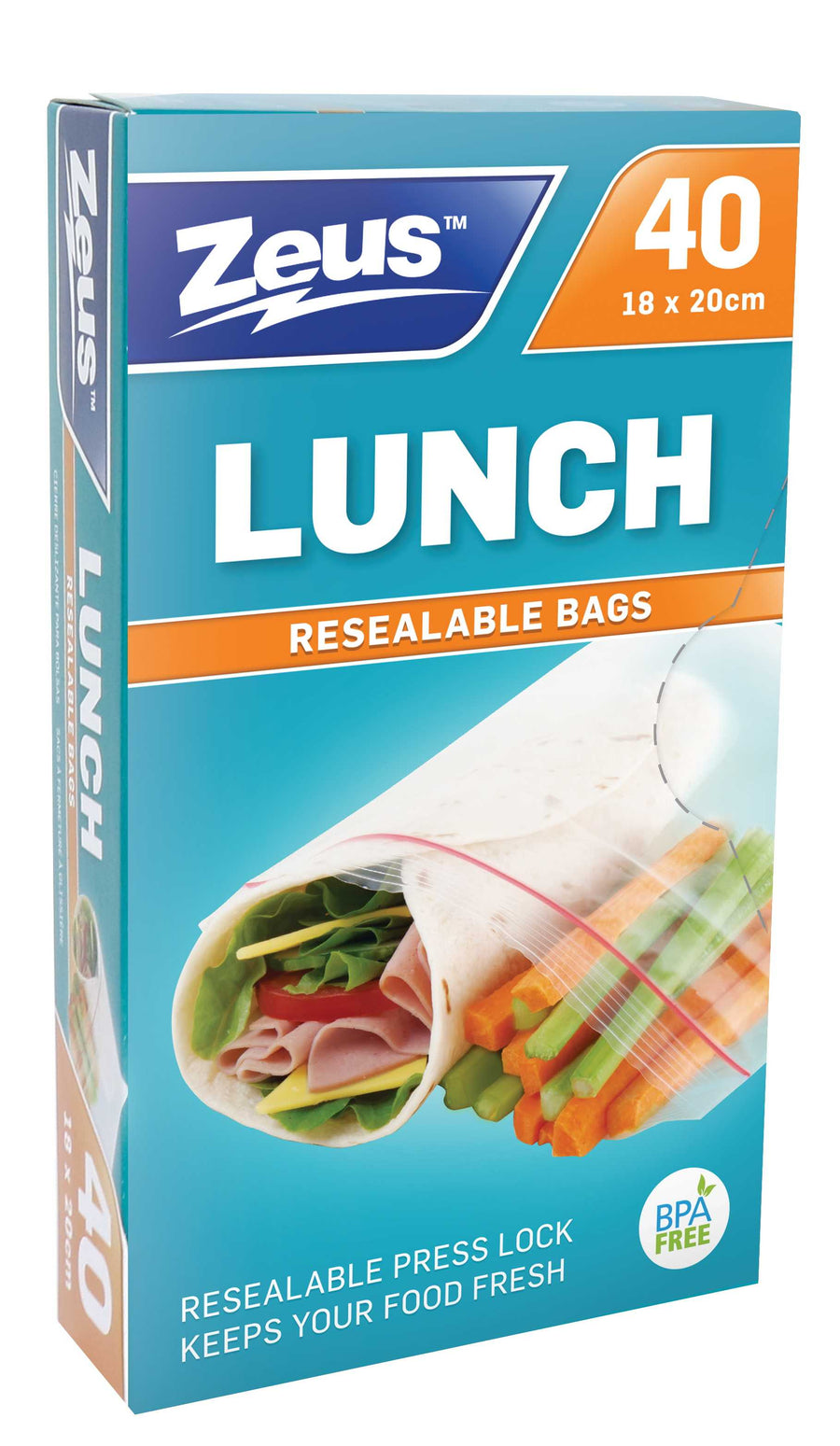 LUNCH BAGS PRESS LOCK 40PK