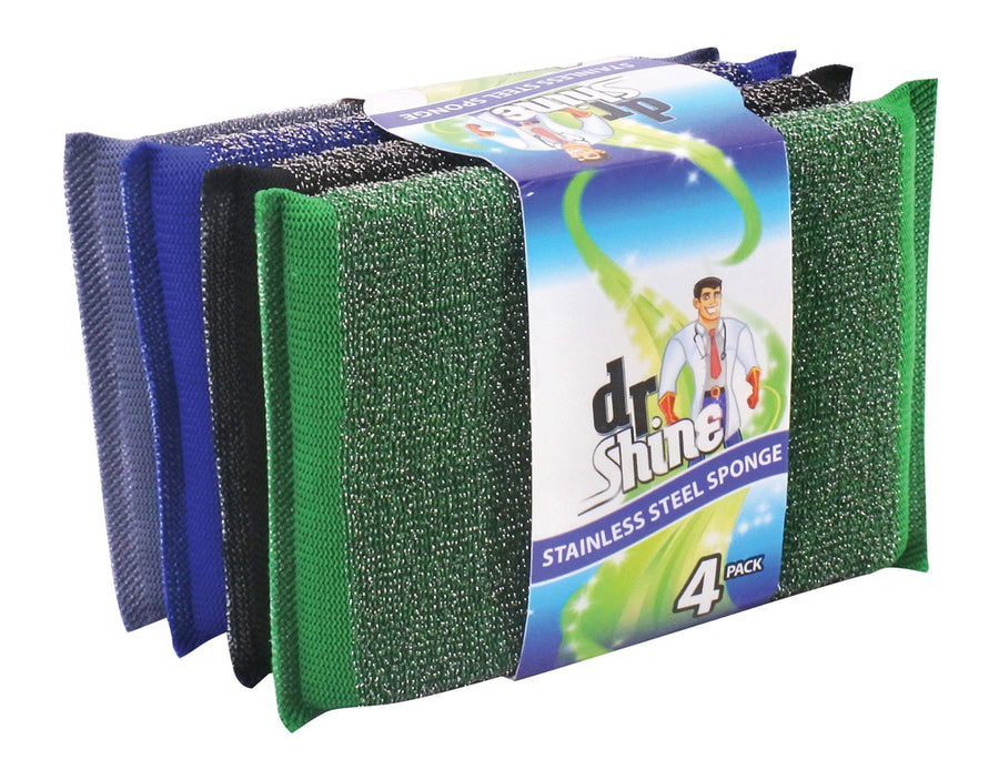 SPONGE SCOURER S/STEEL 4 PACK