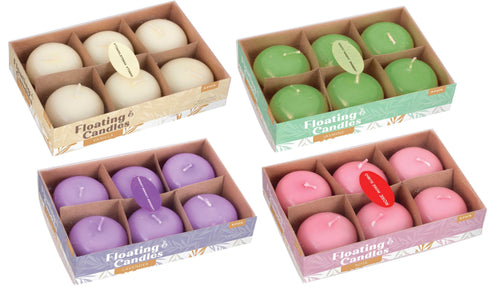 CANDLE FLOATING 6PK 4ASST