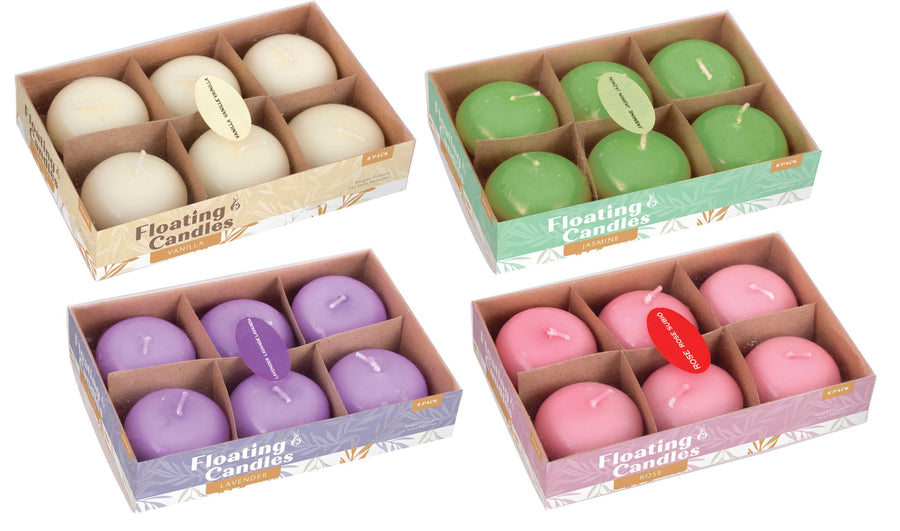CANDLE FLOATING 6PK 4ASST