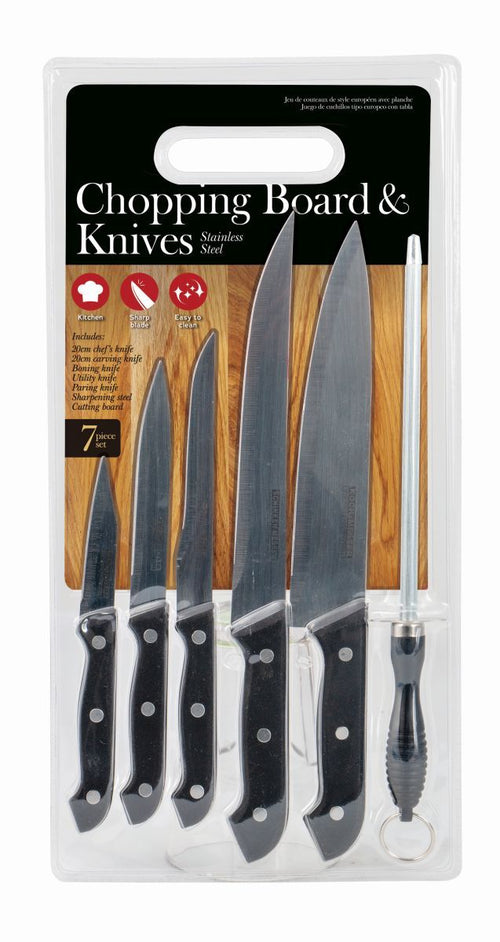 KNIFE & CHOPPING BOARD SET 7PC