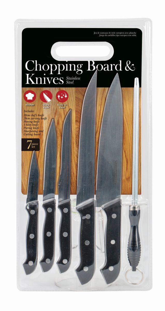 KNIFE & CHOPPING BOARD SET 7PC