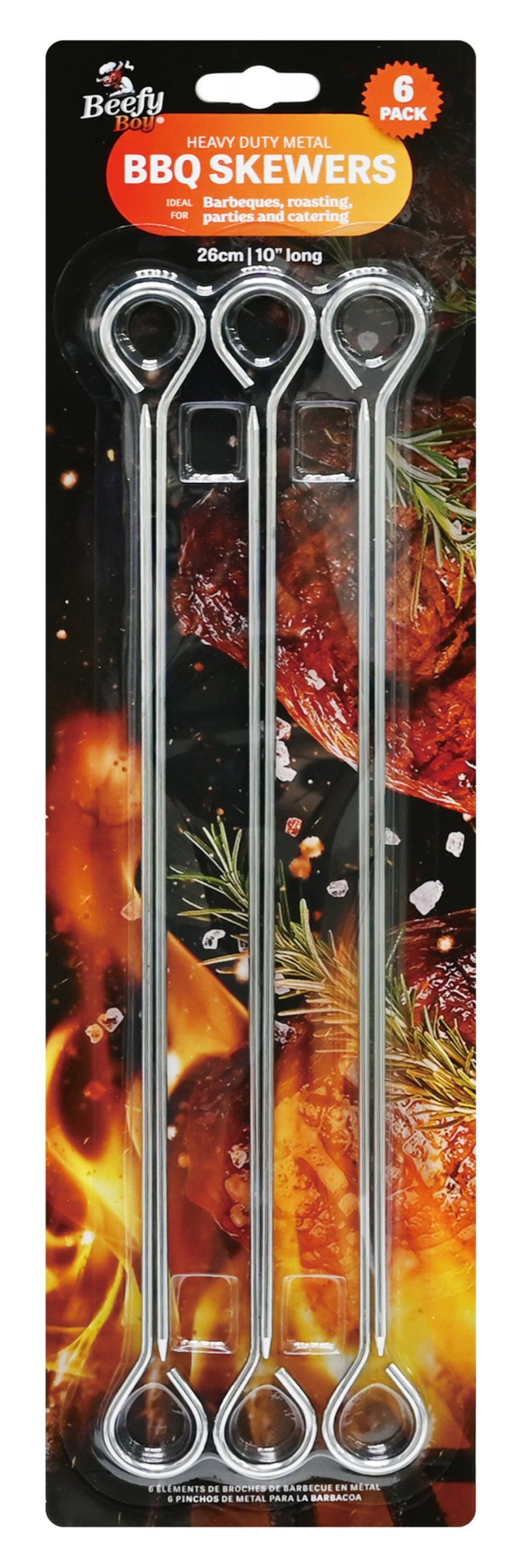 BBQ SKEWERS METAL 26cm 6PK