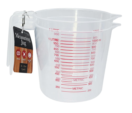 MEASURING JUG CLEAR 1L 2PK
