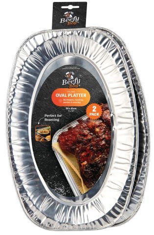 FOIL OVAL TRAY 42x28cm 2PK