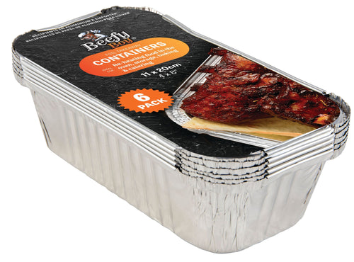 FOIL TRAY W/LIDS 11x20cm 6PK