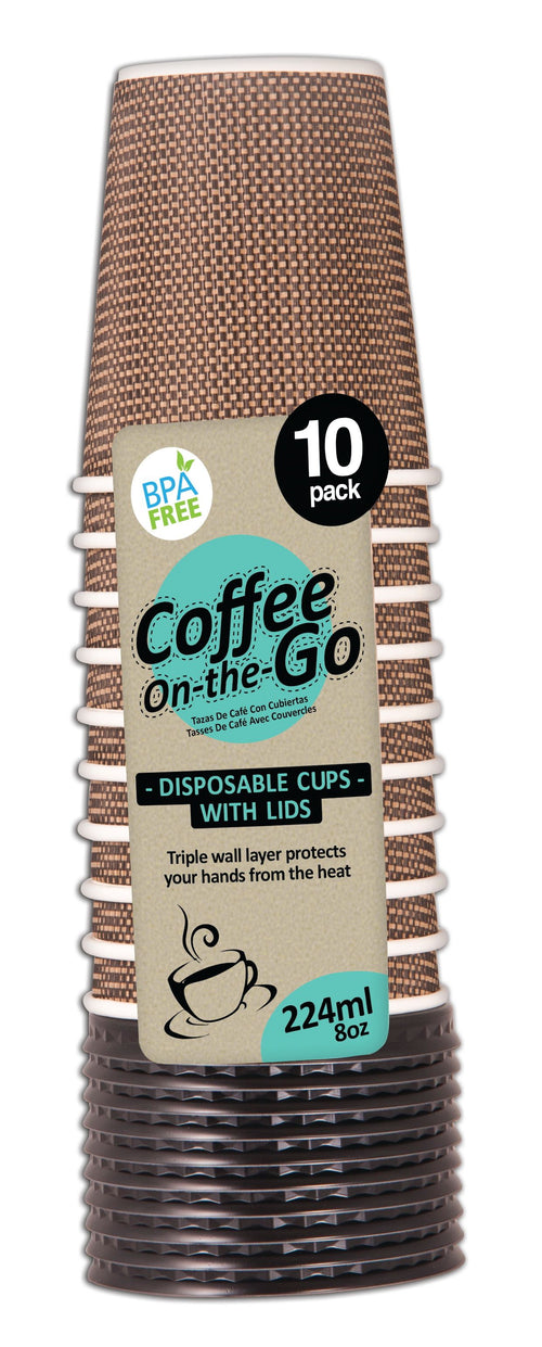 COFFEE CUPS DISP. W/LIDS 10PK