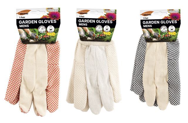 GARDEN GLOVES MENS W/GRIP 3ASS