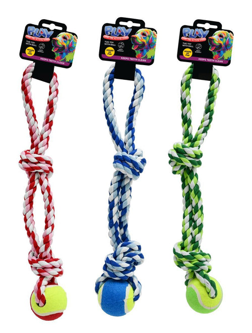DOG ROPE TOY W/BALL 45CM 250GM