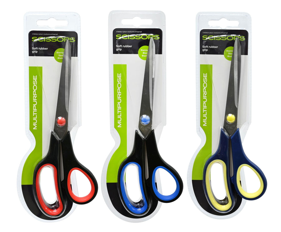 SCISSORS RUBBER GRIP LGE 3ASST