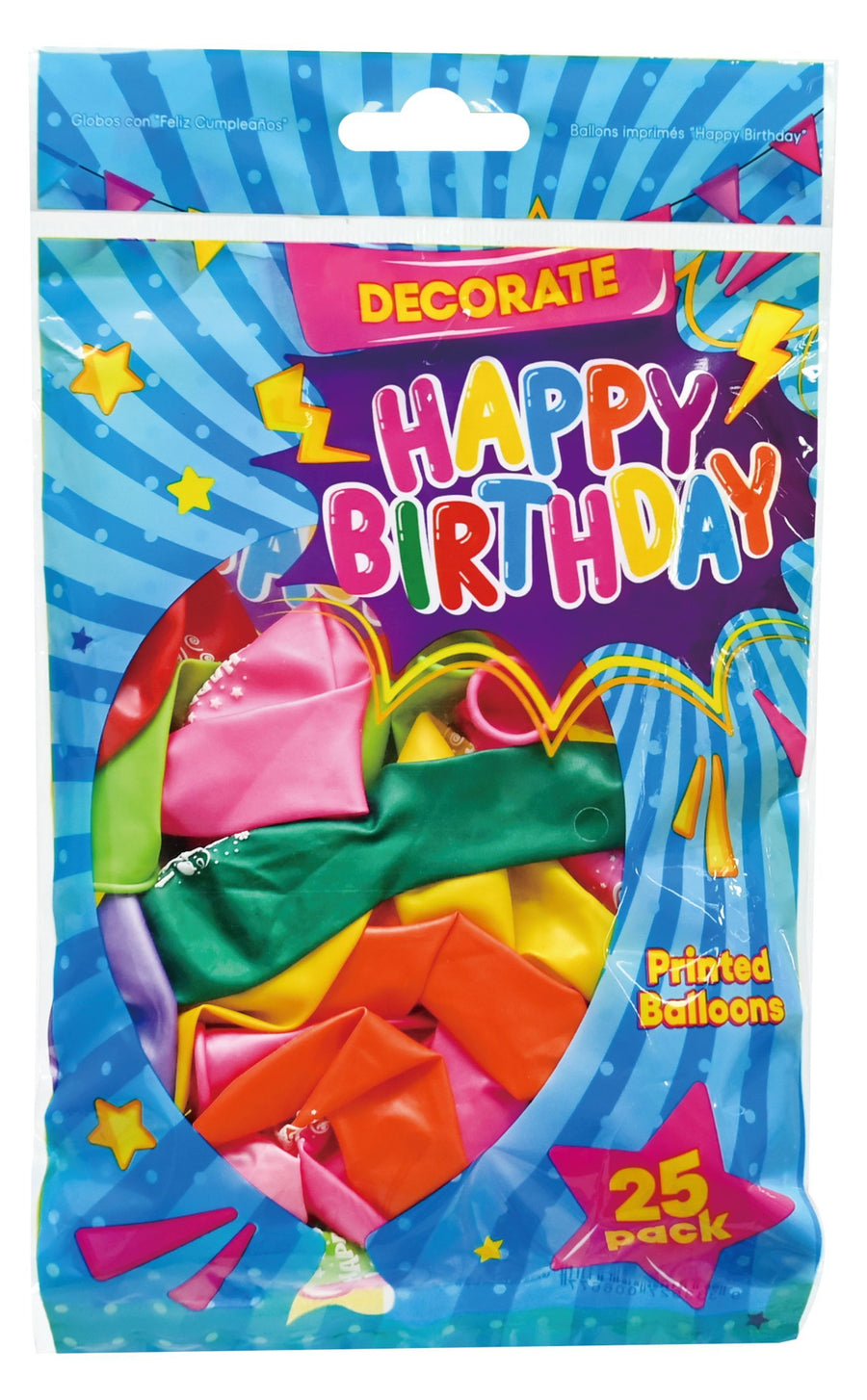 BALLOONS HAPPY B-DAY PRTD 25PK