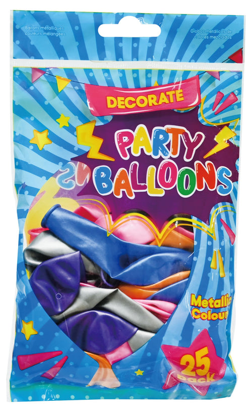 BALLOONS METALLIC MIXED 25PK