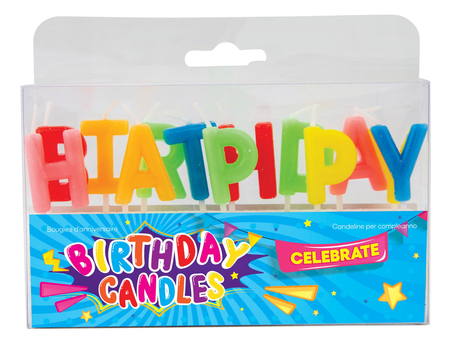 CANDLES HAPPY B/DAY R/BOW COL