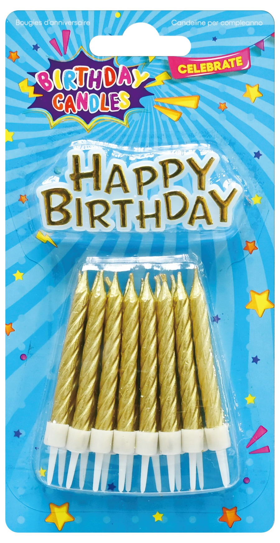 CANDLES +  B/DAY PLQ GOLD 17PC