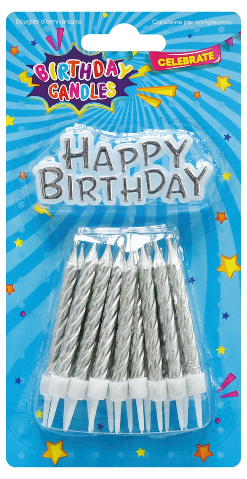 CANDLE + B/DAY PLQ SILVER 17PC