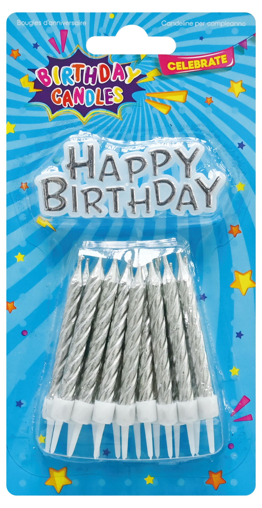 CANDLE + B/DAY PLQ SILVER 17PC